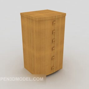 3д модель шкафа с желтыми ящиками из массива дерева