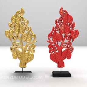 Escultura em formato de folha asiática no suporte Modelo 3D
