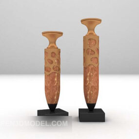 Asia Wooden Big Vase Set 3d model