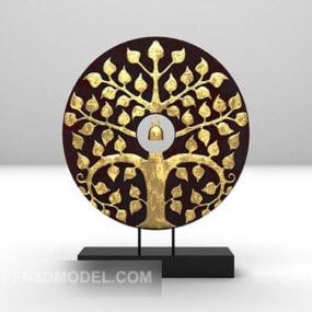 Asian Ring Of Golden Carving On Stand 3d model