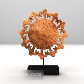 Escultura tallada del sol de la cultura asiática modelo 3d