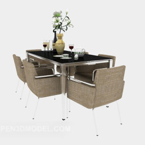 مجموعة كراسي طاولة جنوب شرق آسيا نموذج ثلاثي الأبعاد