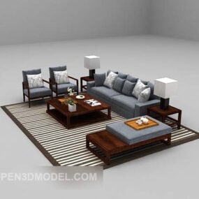 Modelo 3D de móveis de sofá estilo sudeste asiático