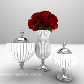 Modelo 3D de móveis para vasos de flores em estilo sudeste asiático