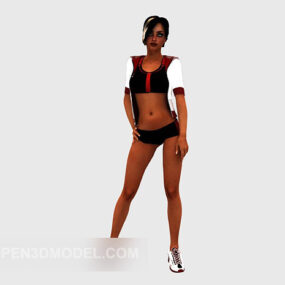 Short Hair Girl Character Fashion Boots 3d model