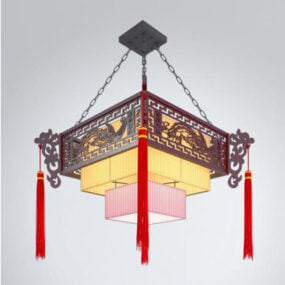 Mô hình đèn chùm vuông Trung Quốc 3d