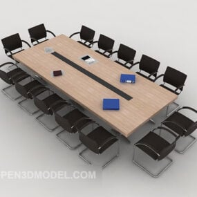 Modelo 3d de cadeira de mesa de conferência quadrada com vários lugares