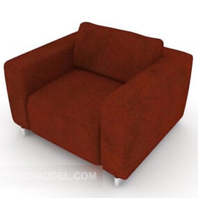 Square Red Simple Single Sofa 3d model