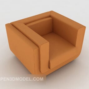 Square Simple Yellow Single Sofa 3d model