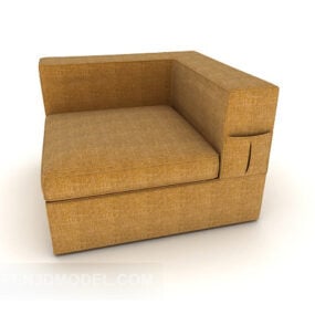 3д модель квадратного одноместного дивана из коричневой ткани