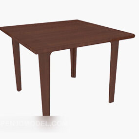 Square Solid Wood Dining Table 3d model
