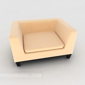Square Warm Yellow Single Sofa 3d model