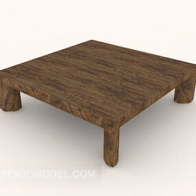 Square Wooden Coffee Table V4 3d model