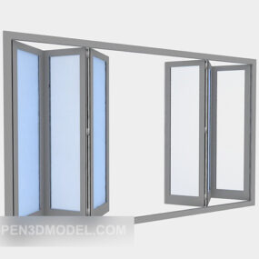 Modelo 3d de janela de vidro de aço inoxidável