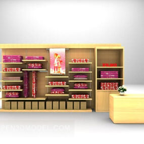 Wood Store Display Cabinet 3d model