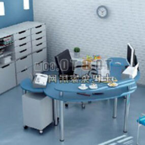 Study Room Furniture Blue Color 3d model