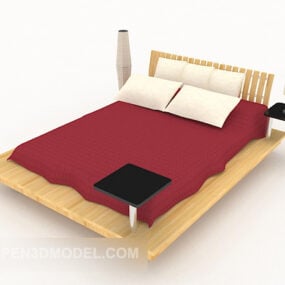 Stilvolles, minimalistisches 3D-Modell mit Doppelbett