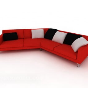 Stylish Red Multiplayer Sofa Furniture 3d model