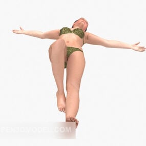 Bikinimeisje met werktafel 3D-model