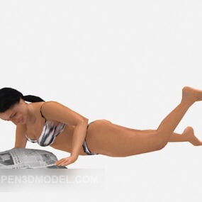 Badeanzug-Dame, die Charakter 3D-Modell liest