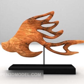 Obra de arte en forma de pez tallada en madera modelo 3d