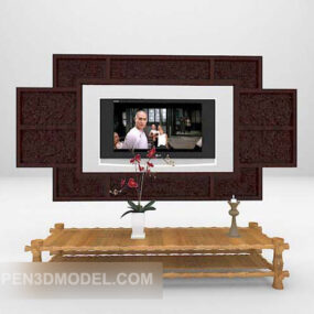 电视墙桌组合3d模型