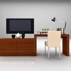 Tv Cabinet Desk Combination Set 3d model