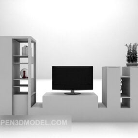 Multimedia Wall With Tv Speaker And Sculpture Decoration 3d model