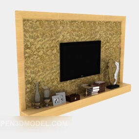 3д модель украшения стены под телевизор с декоративными изделиями
