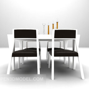 Table And Chair Combination Large Full Furniture 3d model