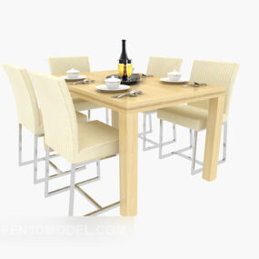 Stůl A Židle Nábytek Dřevěný 3D model
