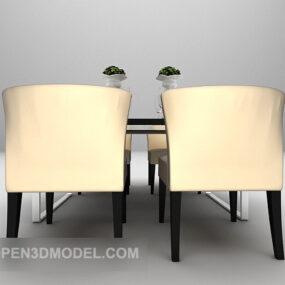 Pöytä ja tuoli keltainen kangashuonekalu 3d-malli