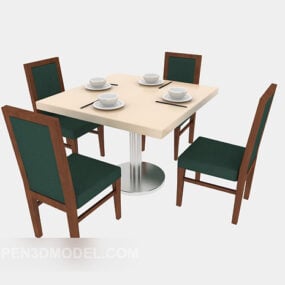 Pöytä ja tuoli neljälle 3D-mallille
