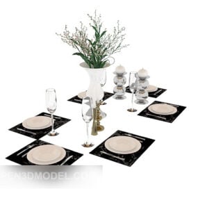 레스토랑 식기 접시 세트 3d 모델