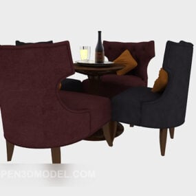 3д модель набора стульев для чайного столика