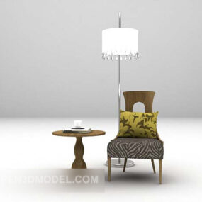 Round Tea Table Chair Combination 3d model