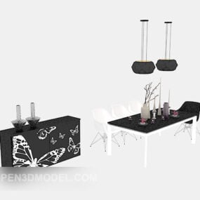 Tea Table With Chair Furniture Set 3d model