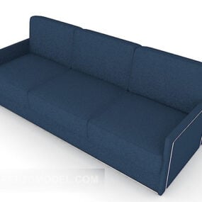 Three-person Blue Sofa 3d model