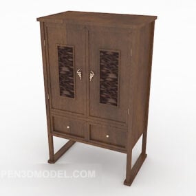3д модель белого шкафа с деревянной рамой