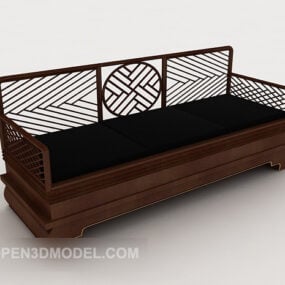 3д модель традиционной китайской мебели с двуспальным диваном