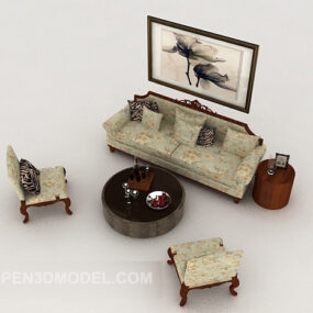 Traditional European Home Sofa Sets Design 3d model