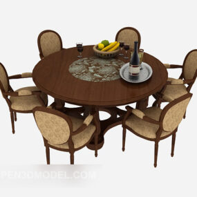 Traditional Elegant Dining Table Chair 3d model