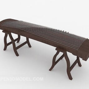 Instrumento musical de diseño tradicional Guzheng modelo 3d