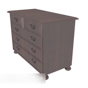 Traditional Solid Wood Drawer Cabinet 3d model