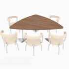 Triangular Conference Table With Chair