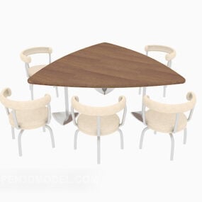 Трикутний стіл для переговорів зі стільцем 3d модель
