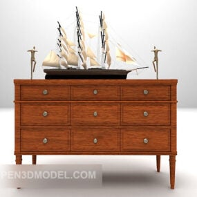 American Side Cabinet Wooden Furniture 3d model