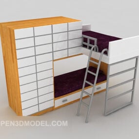 Ensemble de meubles de garde-robe avec lits superposés modèle 3D
