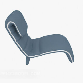 Upholstered Lounge Chair Blue Fabric 3d model