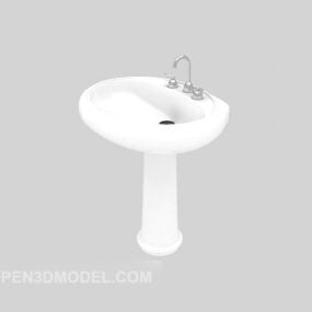 Vertical Washbasin White Ceramic 3d model